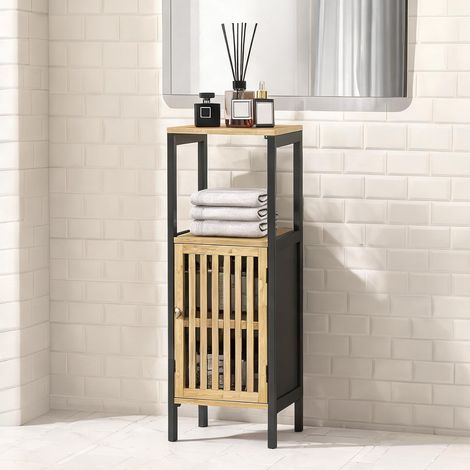 Meuble sous vasque en bois bambou 32 x 30 x 90,5 cm avec placard (1/5)