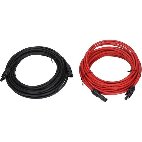 20242 pièces Câble d'extension pour panneau solaire 10AWG 6mm² Tension nominale 1000 V CC Rouge Noir 10 m / 32,8 pi (1/5)