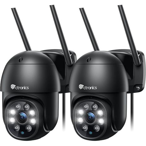 4MP Caméra Surveillance WiFi Extérieure, 2.4/5Ghz WiFi PTZ Caméra IP, Vision Nocturne Couleur, Détection Humaine, Suivi Automatique, Cloud, Audio Bidirectionnel, IP66 (2 Pack) (1/5)