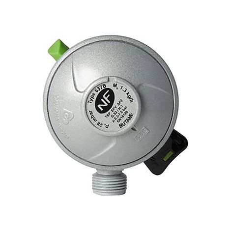 Dipra – Détendeur gaz Quick On pour bouteille butane 6 kg – Débit 1,3 kg/h – Pression 28 mbar – Raccord M20/150 – Certifié NF