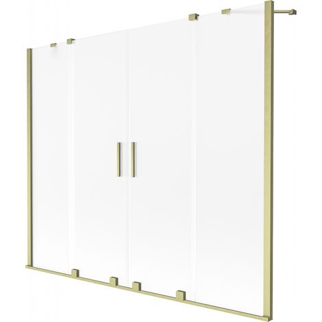 Mexen Velar Duo Duschabtrennung, 2-flügelig, verschiebbar, 200 x 150 cm, satiniert, gebürstet gold - 896-200-000-32-55
