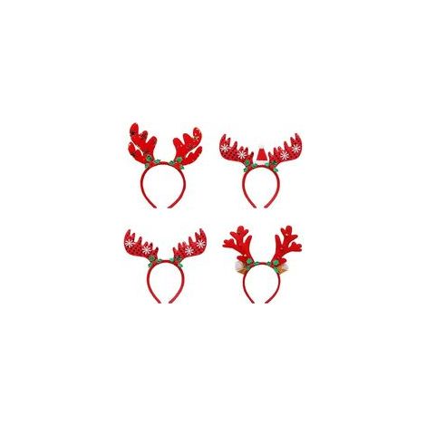 Bandeaux de Noël, 4 Pièces Serre-tête Fête, Chapeaux à Thème, Cornes de Renne