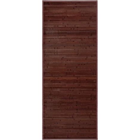 Tapis de sol - JUANIO - 175 x 75 cm - Bambou 2,2 mm - Antidérapant - Rayures chocolat (1/3)