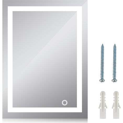 Miroir de salle de bain 50x70cm  miroir mural avec éclairage LED modèle Carré