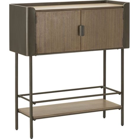 Mobiletto Toronto in ferro e abete stile industrial 100x42x110 cm