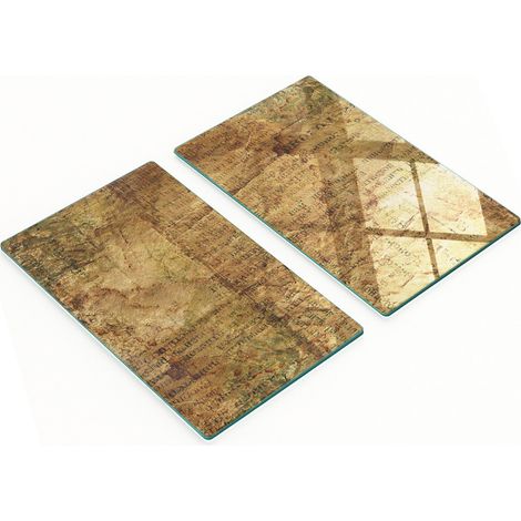 Tablas de cortar decorativas de vidrio templado con diseño vintage de papel, 2x30x52 cm. (1/5)
