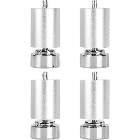 Quatre pieds de canapé robustes réglables en métal fileté M10, adaptés aux meubles, lits, tables et armoires, argentés, 8 cm.