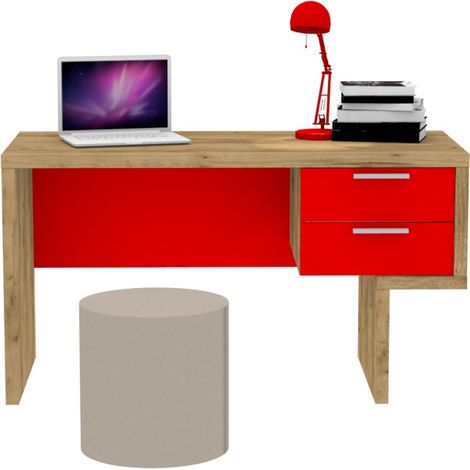 Scrivania di design - Soluzione perfetta per il tuo studio - Quercia e Rosso