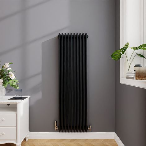 Biubiubath Traditional Cast Iron Style Radiator Vertical 4 Column Black 1500x470mm