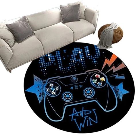 Tapis de jeu rond 3D pour ados, garçons et adultes, antidérapant, motif graffiti, 140 cm (1/5)
