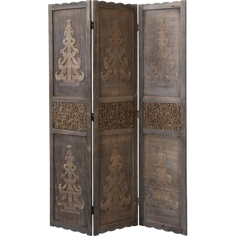 Paravento pieghevole in legno marrone di alta qualità a 3 ante 170x120 cm PAR06077