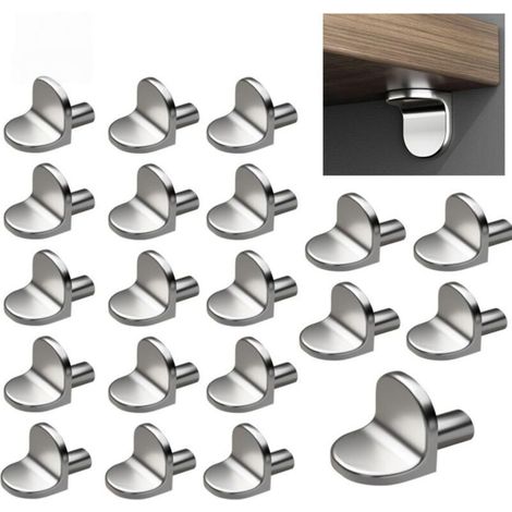 Support Etagere Armoire. 50 pièces. 5 mm. en L. goupilles d'étagères supports d'étagère en métal Supports d'Étagères pour meubles. bibliothèques. armoires de cuisine (argent) (1/5)