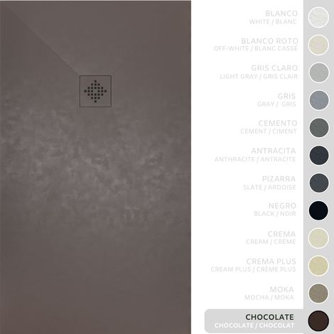 SOULBATH Receveur de Douche -Résine -Gel Coat -Texture Lisse/Pierre -Antidérapant -Couleur Chocolat - 120x100- Extra plat 3cm. Bonde de Vidage incluse - GRILLE MÊME COULEUR (1/5)