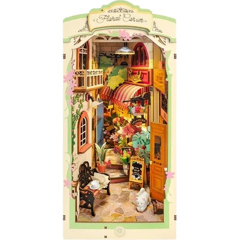 Casa de muñecas miniatura para armar, diseño floral, fácil montaje, esquina floral TGB09 (1/2)