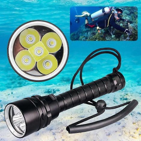 Mini lampe torche portable d'extérieur en alliage d'aluminium robuste, étanche, pour la plongée sous-marine. (1/5)