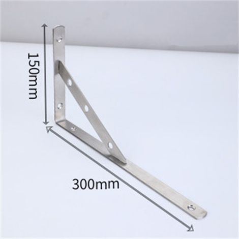 Équerre triangulaire en acier inoxydable renforcé, fixation murale, équerre amovible, épaisseur 3 mm, 300 mm (12 pouces), avec vis d'expansion en fer 6x40 (1/2)