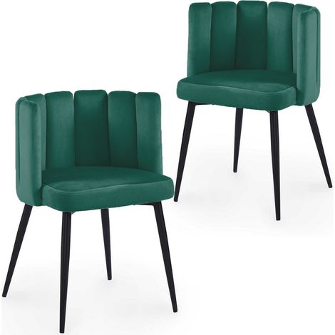 Lot de 2 chaises design en velours vert DEBBY (1/5)