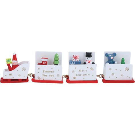 Train en bois pour enfants, jouet de Noël, décoration à monter soi-même pour la maison ou le bureau, cadeau blanc (1/5)