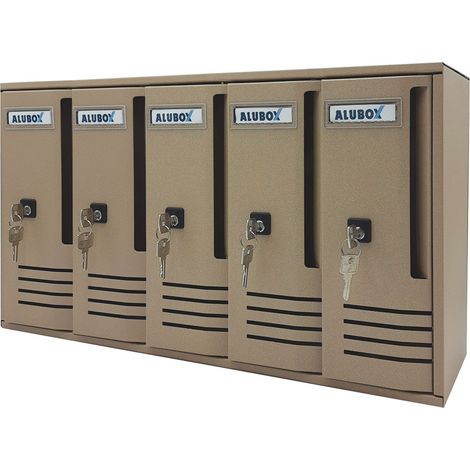 Alubox 20C5SA Cubo C5 Blocchiera Postale Condominiale 5 Cassetti Alluminio Anodizzato colore Sabbia (1/2)
