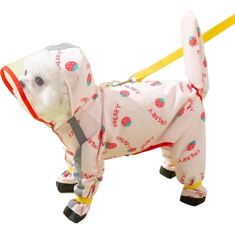 Imperméable pour Chien,Manteau De Pluie pour Chiens avec Capuche et Harnais,Quatre Pattes Manteau pour Chiens Imperméable avec Bandes Réfléchissantes (1/5)