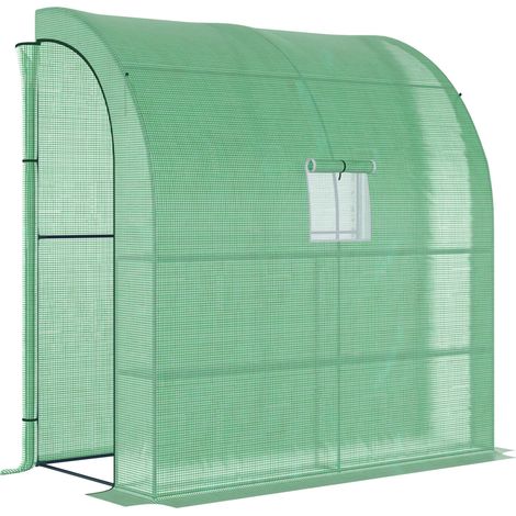 Invernadero de pared 200 x 100 x 215 cm con 2 puertas, protección UV, acero y PE, verde (1/5)