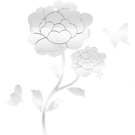 Stickers muraux miroir - Cristal 3D - Différentes formes de fleurs - 24 pièces - Pour salle de bain et salon (1/5)