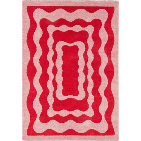Tapis rouge moderne épais à poils longs doux - 200 x 280 cm (1/5)