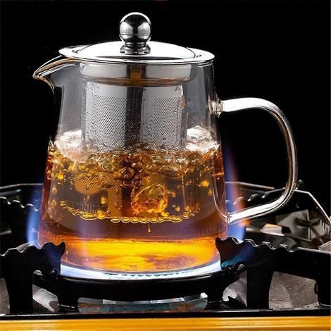 Théière en verre transparent avec filtre en acier inoxydable. (1/5)