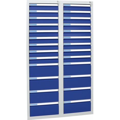 Stumpf Schubladenschrank Serie ESTA, 26 Schubladen enzianblau (18x100, 8x200mm) (1/2)