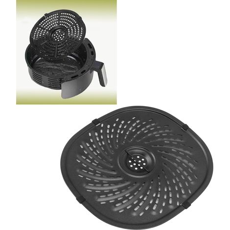 Plaque ovale pour friteuse à air chaud 23 x 25 cm, accessoires pour friteuse à air chaud, séparateur, plaque vapeur, grille pour barbecue, accessoires pour griller avec manchon en silicone et brosse e (1/5)