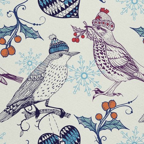 Tela decorativa para exteriores Oxford - motivo Pájaros en invierno I DX395 (1/5)