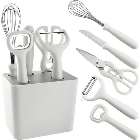 Ensemble d'ustensiles de cuisine avec support de rangement, kit multifonctionnel de 6 pièces pour la maison, l'hôtel et le restaurant. (1/5)