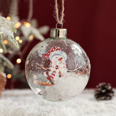 Boule De Noël En Verre - Transparente - 8 cm Et 9 cm - Motifs Neigeux Et Pentagrammes - Pour Arbre De Noël - Lot De 8 (1/5)