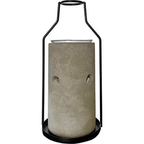 Brule parfum en ciment et support en métal Una - Gris et Noir - 50 ml - Livraison gratuite (1/5)