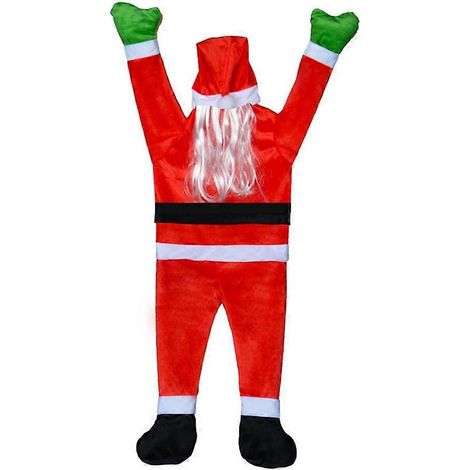 Père Noël grimpant d'extérieur pour Noël, costume de Père Noël grimpant de 101,6 cm (40 pouces), décorations amusantes pour porte de toit de jardin extérieur (1/5)