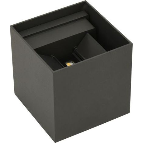 Applique Murale Graphite Grise 12W Double Faisceau IP65 Cube - Blanc Neutre  - SILUMEN