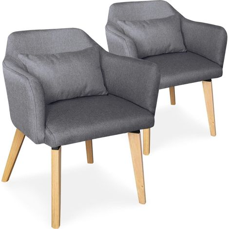 Lot de 2 fauteuils scandinaves Dantes Tissu Gris foncé