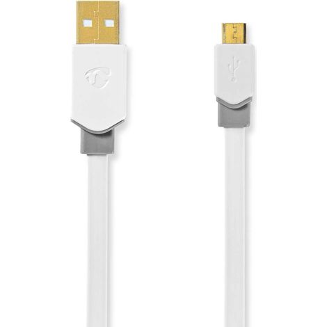 Cable usb usb 20 usb a macho usb micro b macho 480mbps chapado en oro 100m piso pvc blanco caja con ventana (1/3)