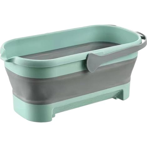 Seau À Seringue Rectangulaire - Seau À Laver Pliable Anti-Dérapant Pour Cuisine Et Salle De Bains - Vert - 1 Pièce (1/5)