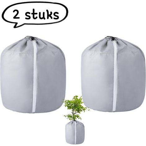 Lot de 2 housses de protection pour pots de fleurs 40 x 35 cm en tissu respirant et absorbant pour plantes arbres fruitiers et jardin protection contre le froid et le gel Gris (1/5)