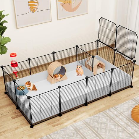 24 Panneau Parc Pour Petits Animaux Clôture Métal Doublure Plastique Imperméable Habitat Lapin Cochon D'Inde