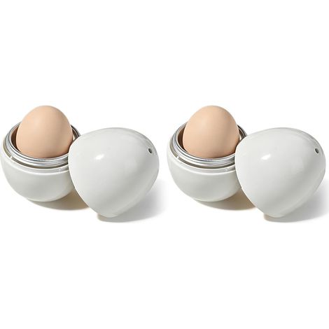 2er-Set Mikrowellen-Eierkocher, Gerät für gekochte und hartgekochte Eier, Einzel-Eierkocher für schnelles Frühstück, Büro und Zuhause (1/5)
