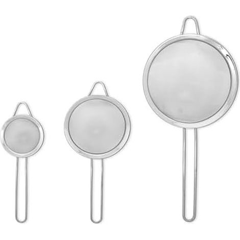 Lot de 3 passoires en maille d'acier inoxydable – Mailles fines pour cuisine, tailles petite, moyenne et grande pour égoutter les pâtes, rincer les aliments, tamiser... (1/5)