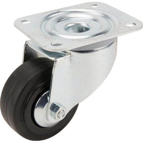 Roulettes pivotantes à bandage en caoutchouc noir TENTE 3470PVJ080P62