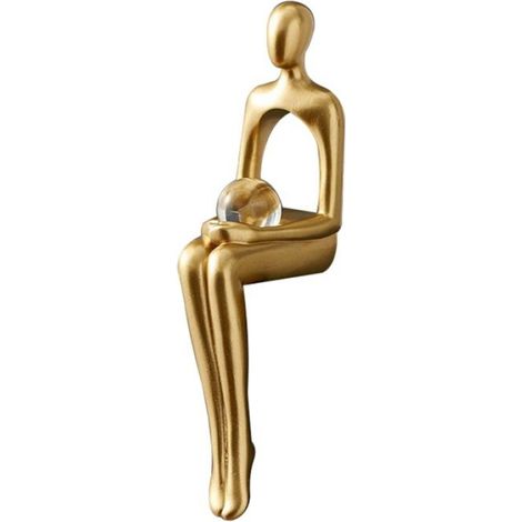 Statue de Penseur Figure Abstraite Sculpture Petits Ornements Statue en RéSine Maison Or Statue Abstraite DéCor de Bureau A (1/4)