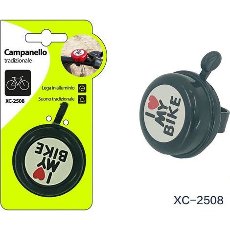 TRADE SHOP - Campanello Tradizionale Lega Alluminio I Love My Bike Attacco Universale Xc-2508 -