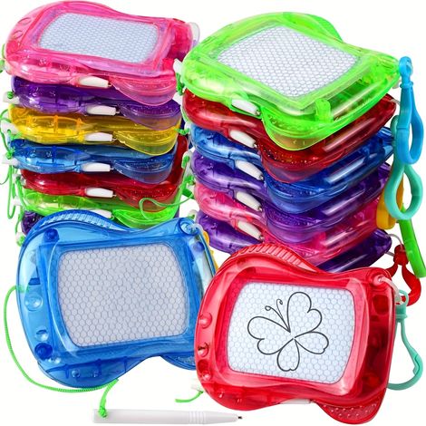 Lot de 12 mini-tablettes de dessin magnétiques – Tablettes en plastique pour gribouillages et écriture avec porte-clés, 6 couleurs (1/5)