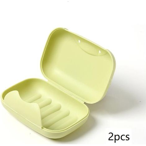 Boîte à savon de voyage Lot de 2, verte, grande, porte-savon en plastique étanche, rangement pour salle de bain, soins personnels, hygiène (1/5)