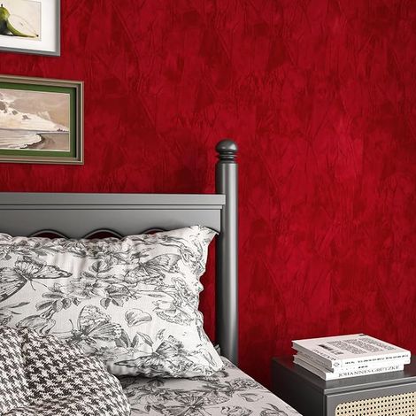 Papier Peint Velours Rouge Foncé 40X300cm Papier Peint Vintage Adhesif Mural Decoratif Autocollant Meuble Rouleau Adhesif Decoratif Boîte à Bijoux Adhesifs Mural Salon Placard Tiroir Chambre (1/4)