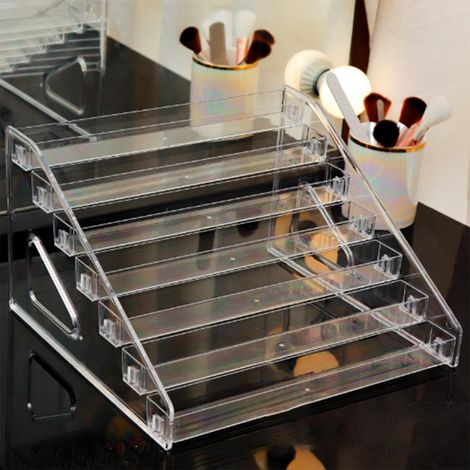 Boîte de rangement de bureau en plastique pour rouges à lèvres, présentoir de maquillage transparent pour parfums et vernis à ongles (1/5)